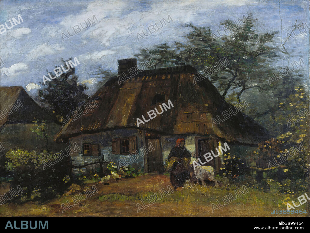 VINCENT VAN GOGH. Cottage and Woman with Goat Farmhouse in