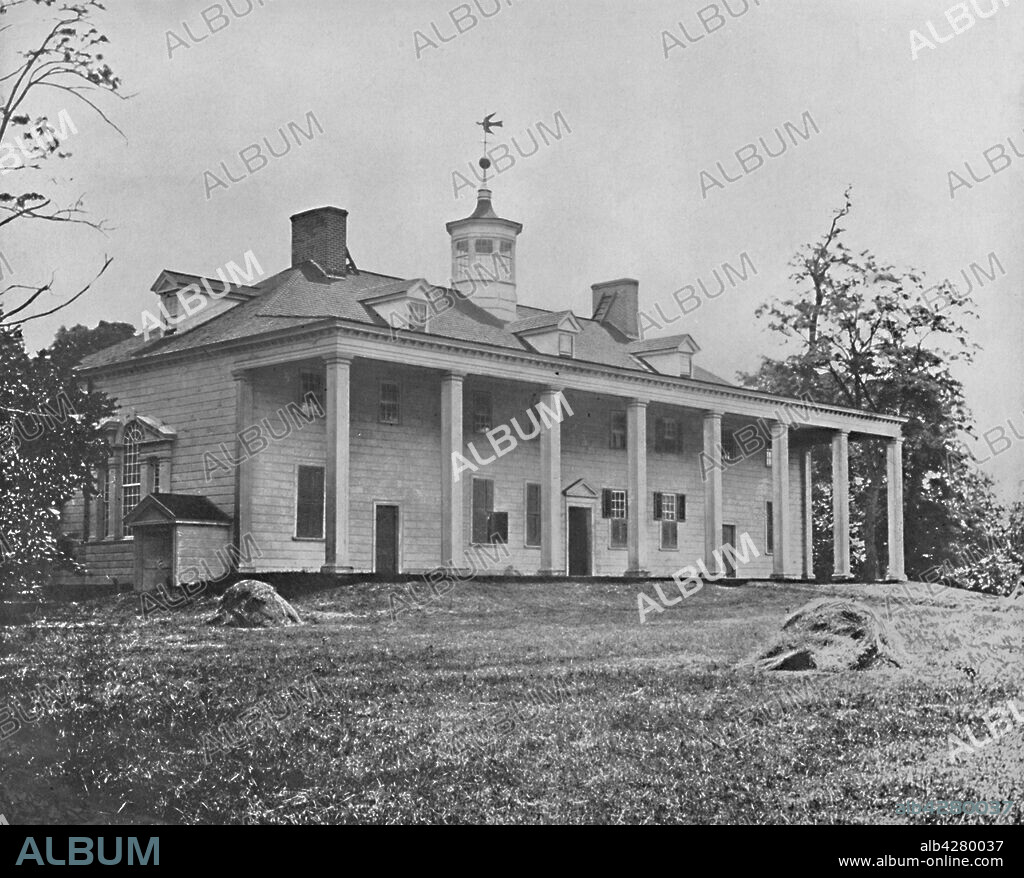 'Washington's Home, Mount Vernon, Virginia', c1897. Palladian style Palladian plantation mansion of George Washington at Mount Vernon. The Washington family owned land in the area since the time of Washington's great-grandfather in 1674. From "A Tour Through the New World America", by Prof. Geo. R. Cromwell. [C. N. Greig & Co., London, c1897].