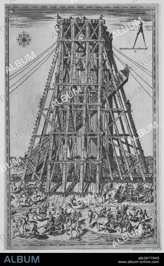 Della Trasportatione dell'Obelisco Vaticano et  delle Fabriche di Nostro Signore Papa Sisto V fatte dal Cavallier Domenico Fontana Architetto di sua Santita Libro Primo. Author: Domenico Fontana (Swiss, Melide 1543-1607 Rome). Designer: Illustrations designed by Domenico Fontana (Swiss, Melide 1543-1607 Rome). Dimensions: 16 1/4 × 11 × 1 9/16 in. (41.3 × 28 × 4 cm). Etcher: Illustrations etched by Natale Bonifacio (Italian, 1537-1592). Patron: Works commissioned by Pope Sixtus V (Felice Peretti) (Italian, Grottamare near Pescara 1520-1590 Rome). Published in: Rome. Publisher: Domenico Basa , Rome. Date: 1590.