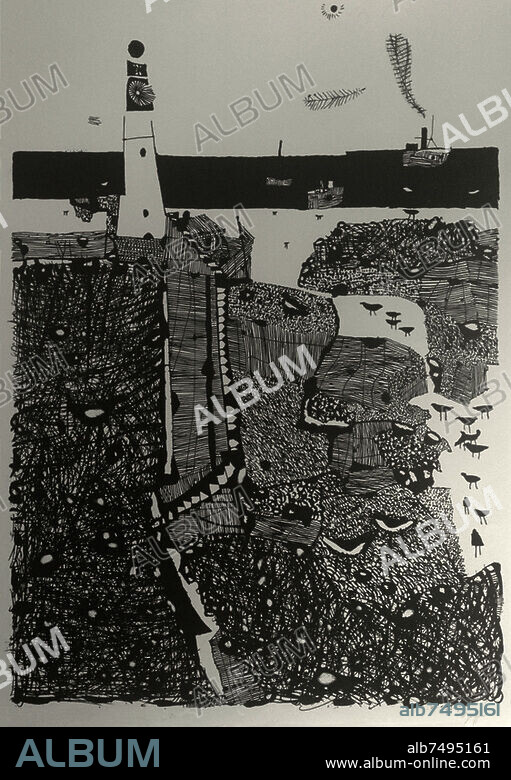 HORST JANSSEN. Janssen, Horst 1929-1995. "Leuchtturm", 1957. Lithographie, 47,2 x 35,4 cm. Privatsammlung.