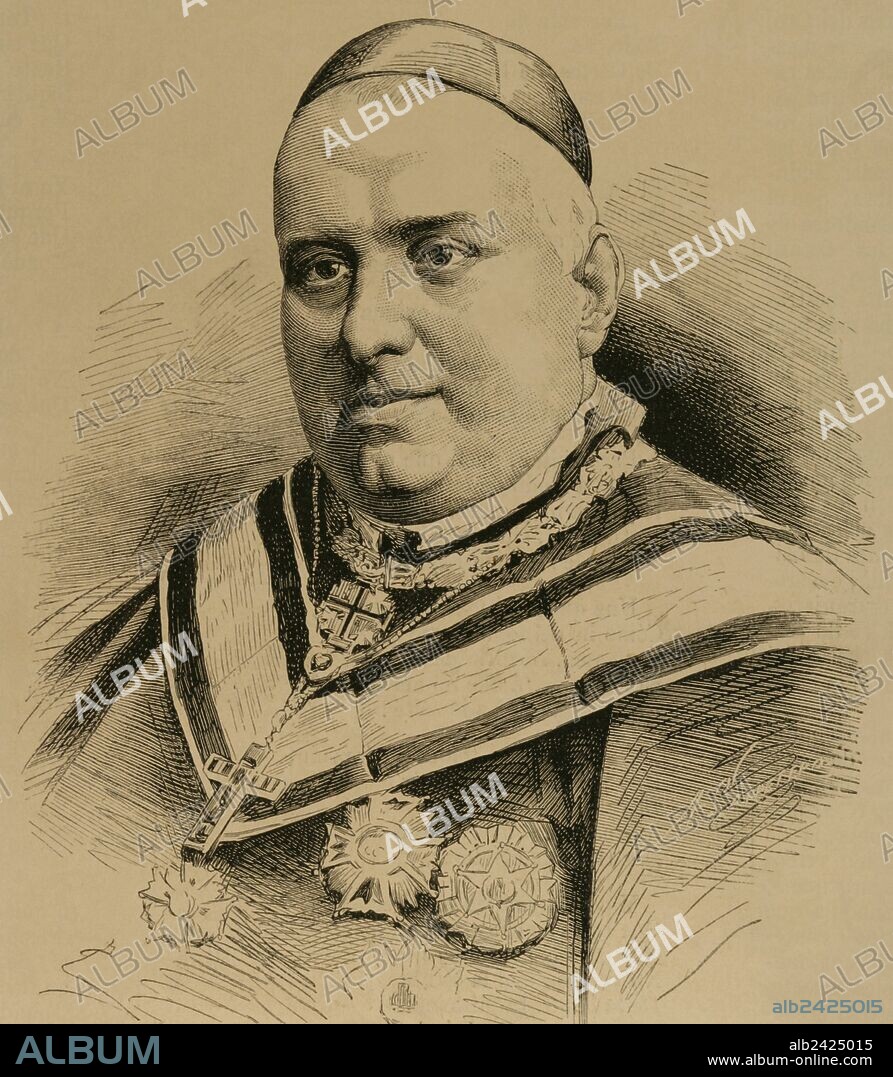 Joaquim Lluch i Garriga (1816-1882). Sacerdote católico, obispo y cardenal español. Grabado por A. Carretero. "La Ilustración Española y Americana", 1877.