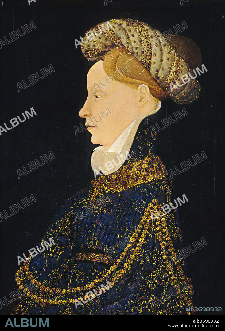 FRANCO-FLEMISH 15TH CENTURY. Profile Portrait of a Lady. Dated: c. 1410. Dimensions: painted surface: 52 x 36.6 cm (20 1/2 x 14 7/16 in.)  overall (panel): 53 x 37.6 cm (20 7/8 x 14 13/16 in.)  framed: 74.1 x 61.3 x 5.4 cm (29 3/16 x 24 1/8 x 2 1/8 in.). Medium: oil on panel.