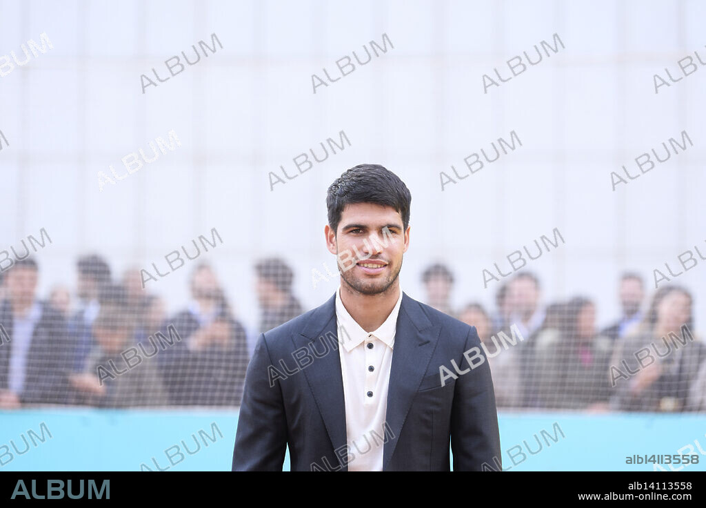 Carlos Alcaraz attends Carlos Alcaraz: A mi manera' Premiere at Torre Picasso on April 22, 2025 in Madrid, Spain.