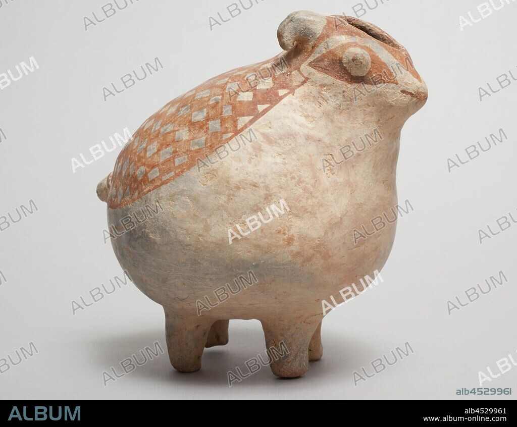 North American, Native American, Ram Effigy Pot, ca. 1350, clay, Overall: 5 1/4 × 6 inches (13.3 × 15.2 cm).