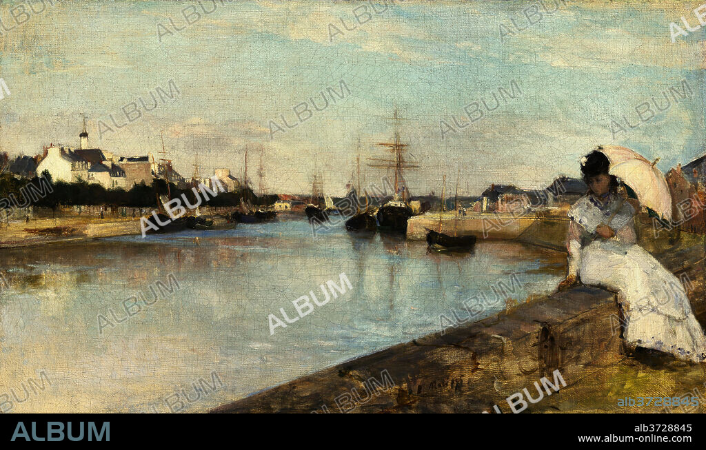 BERTHE MORISOT. The Harbor at Lorient. Dated: 1869. Dimensions: overall: 43.5 x 73 cm (17 1/8 x 28 3/4 in.)  framed: 64.7 x 95.2 x 7.6 cm (25 1/2 x 37 1/2 x 3 in.). Medium: oil on canvas.