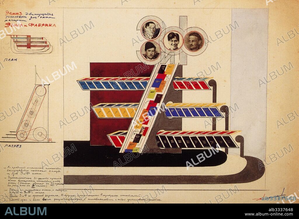 EL LISSITZKY. Movable Display for the bookstore Window of the publishing "Land and Factory".