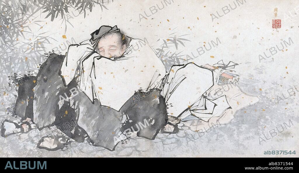 Cao Guojiu (Imperial Brother-in-law Cao), whose real name was Cao Yi and courtesy name was Jingxiu, is a Chinese mythological character and one of the Eight Immortals. Better known to his contemporaries as Cao Jingxiu, Cao Guojiu is believed to have been a descendant of Cao Bin, a general of the early Song Dynasty, and the younger brother of Empress Cao, wife of Emperor Renzong of the Song Dynasty.<br/><br/>. Cao's younger brother Cao Jingzhi abused his imperial connections to engage in corrupt practices, leading to his brother trying to change him, with little success. Cao Guojiu also used his family's wealth to help the poor and balance his brother's misdeeds. After his brother was caught and accused by Imperial offricials for his misdeeds, Cao was so ashamed that he gave up his office and retired to the countryside as a recluse. He then met the immortals Zhongli Quan and Lu Dongbin, who taught him Daoist magical arts and helped him become immortal.<br/><br/>. Cao Guojiu is often depicted in official imperial robes and holding a jade tablet or castanets. He is often recognised as the patron deity of acting and theatre.