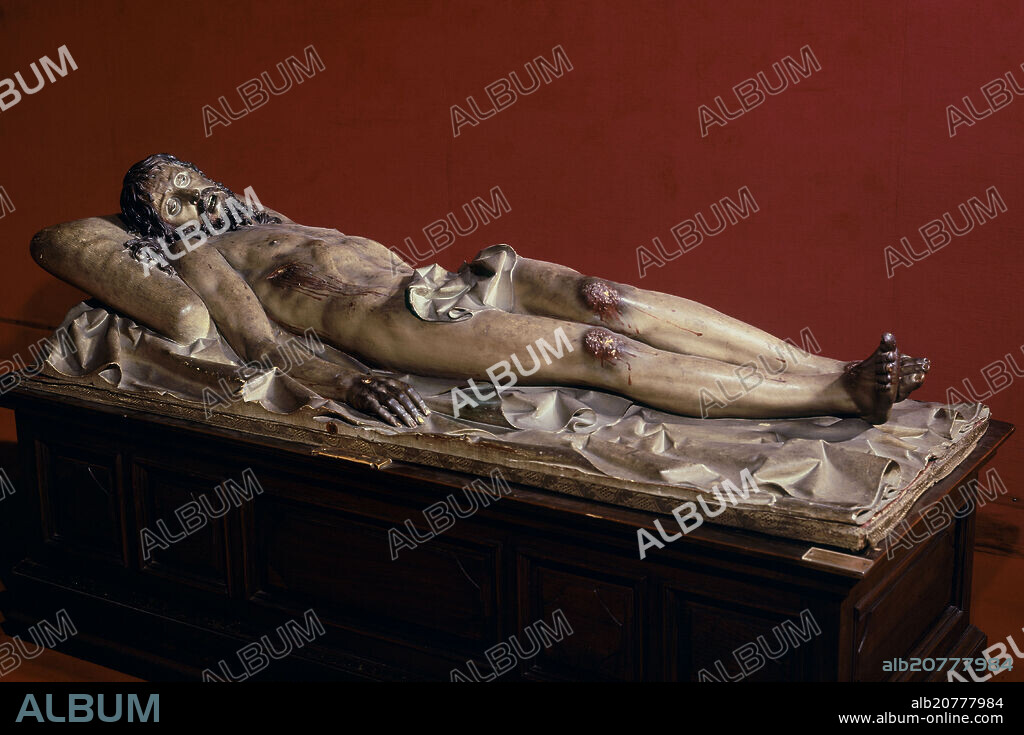 GREGORIO FERNANDEZ. CRISTO YACENTE - SIGLO XVII - ESCULTURA BARROCA-ESCUELA CASTELLANA - MADERA POLICROMADA.