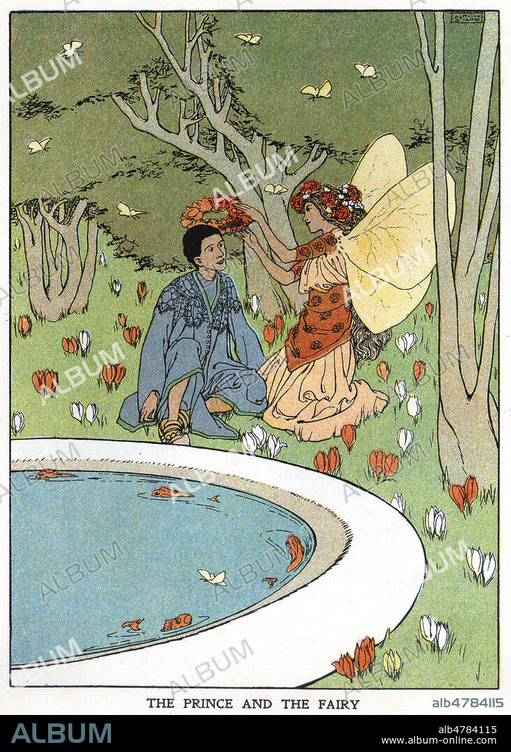 Le Prince et la fee. Illustration de Helen STRATTON (active de 1892 a 1925) pour Le Prince Ahmed et la fee Banou tire de The arabian nights. Credit : Collection Jonas/Kharbine-Tapabor.