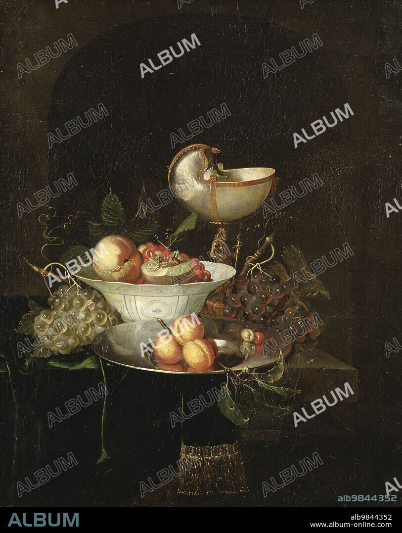 NICOLAES VAN GELDER. Still Life with Fruit and a Nautilus Goblet, Unknown date.