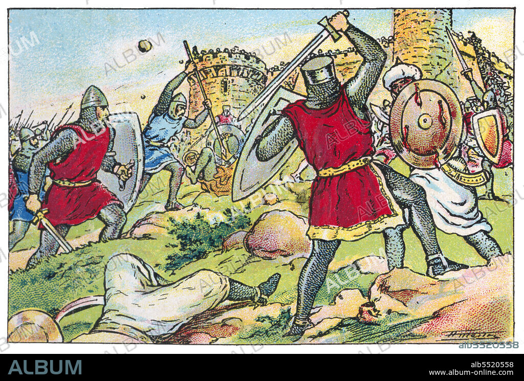 ALBERT MESTRE MORAGAS. Historia de Catalunya. Conquista de Menorca en poder de los musulmanes por Alfonso III el 20 de enero de 1287 y fundación de la ciudad de Maó. Cromo de Xacolata Juncosa. Año 1932.