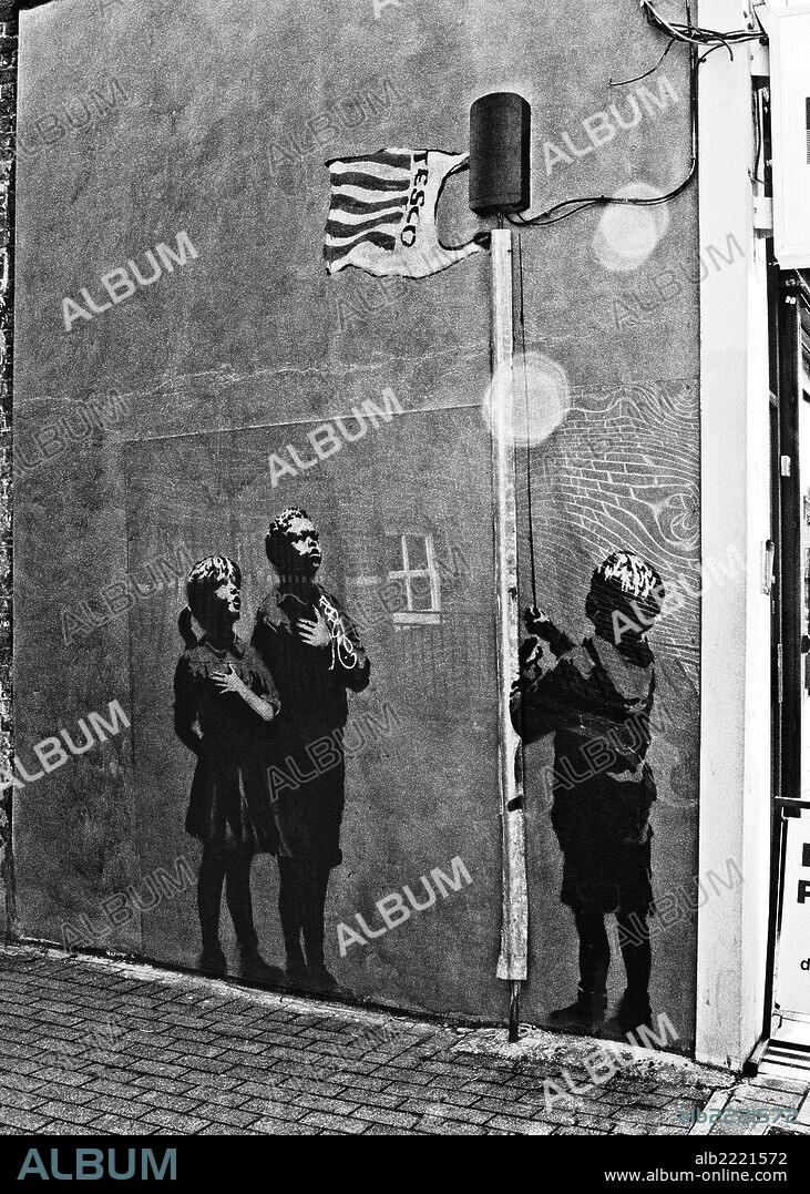 Street art, Banksy street art, Essex Road, Islington, London, 2008.