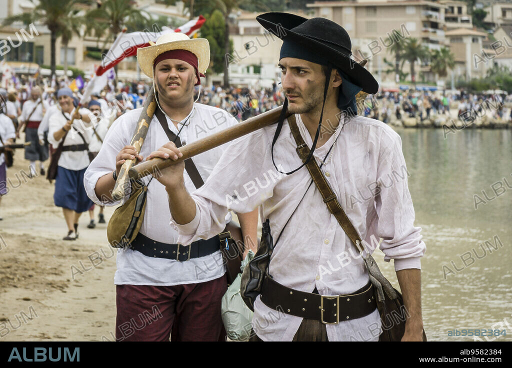 Es Firó de Sóller, Moors and Christians celebration , Battle of Can Generós Beach, Soller, Mallorca, Balearic Islands, Spain.