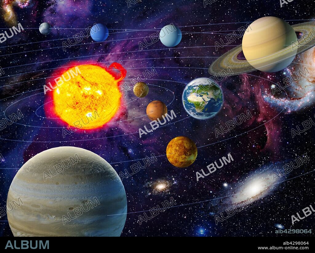 Orbiting planets in solar system.