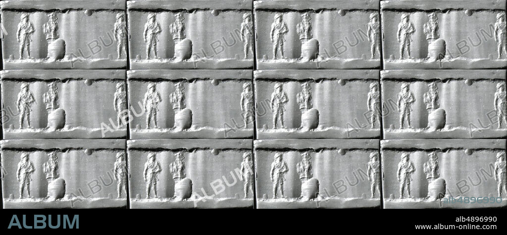 Cylinder seal, Babylonian, Old Babylonian, Date ca. 19th16th century B.C., Mesopotamia, Babylonian, Rock crystal, 0.83 in. (2.11 cm), Stone-Cylinder Seals.