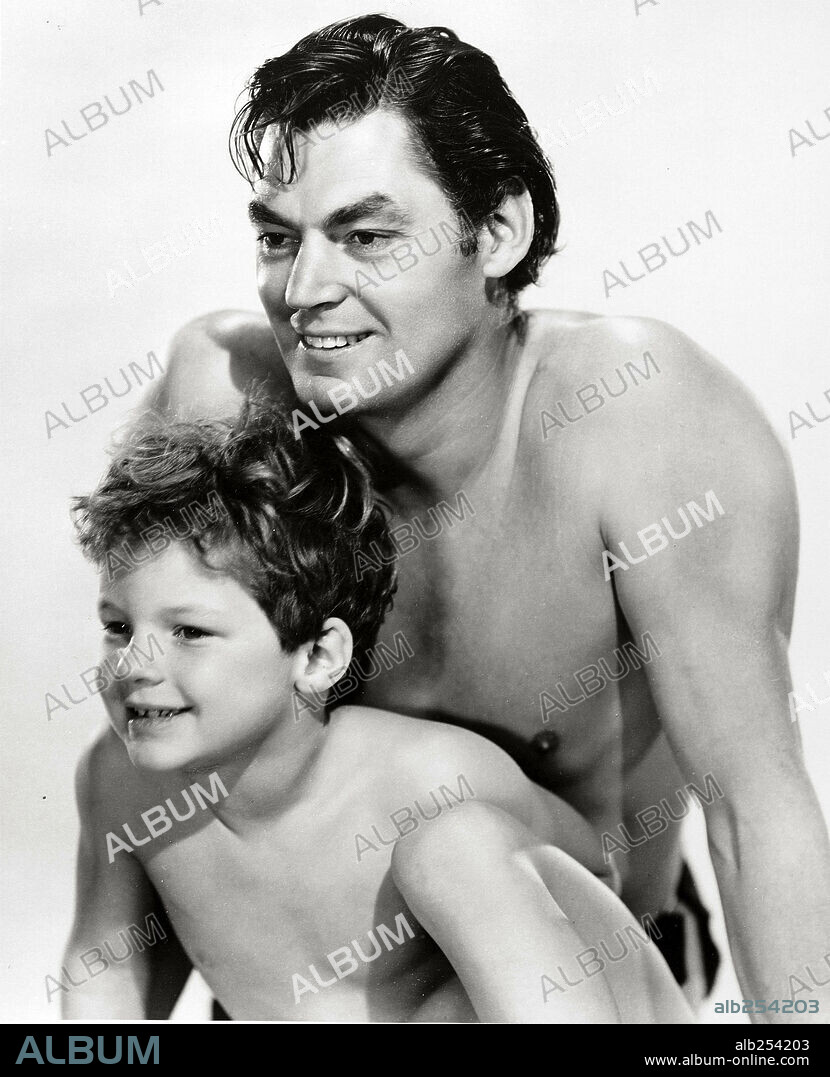 JOHNNY SHEFFIELD und JOHNNY WEISSMULLER in TARZAN FINDS A SON!, 1939, unter der Regie von RICHARD THORPE. Copyright M.G.M.