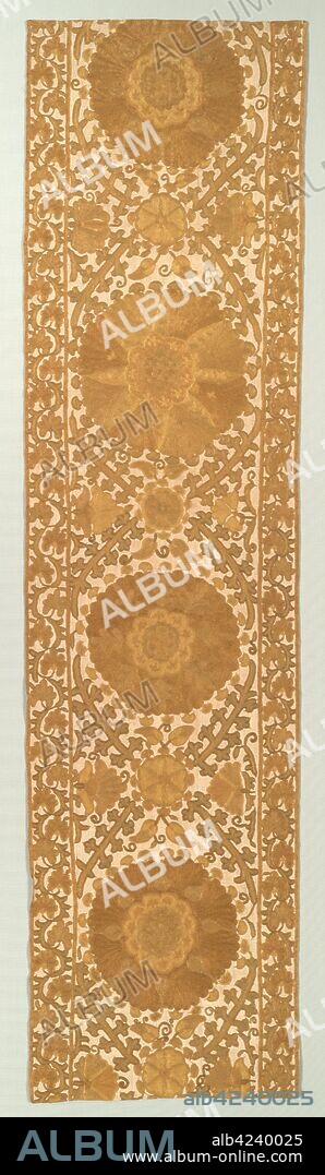 Panel, Probably from a Curtain, 19th century. Uzbekistan, Bukhara, 19th century. Embroidery: silk on cotton tabby ground; average: 181.6 x 50.2 cm (71 1/2 x 19 3/4 in.).
