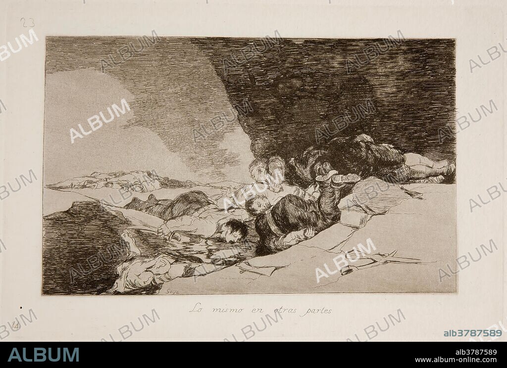 Francisco de Goya y Lucientes / 'Lo mismo en otras partes'. 1810 - 1814. Aguada, Aguafuerte, Buril sobre papel avitelado, ahuesado, 162 x 253 mm.