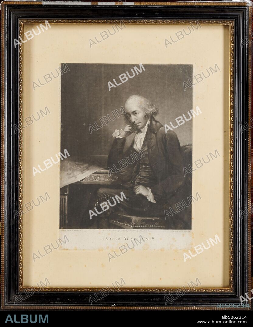 Engraving of Painting of James Watt, 1796 Samuel William Reynolds, after Carl Frederik von Breda, Science and Industry, Frame, Printing, Engraving, Works on Paper.