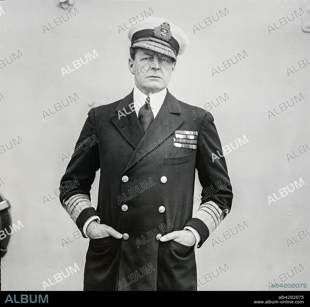 Magic lantern slide Admiral of the Fleet David Richard Beatty, 1st Earl Beatty GCB, OM, GCVO, DSO, PC (17 January 1871 - 11 March 1936) was a Royal Navy officer. After serving in the Mahdist War and then the response to the Boxer Rebellion, he commanded the 1st Battlecruiser Squadron at the Battle of Jutland in 1916, a tactically indecisive engagement after which his aggressive approach was contrasted with the caution of his commander Admiral Sir John Jellicoe. He is remembered for his comment at Jutland that 'There seems to be something wrong with our bloody ships today', after two of his ships exploded. Later in the war he succeeded Jellicoe as Commander in Chief of the Grand Fleet, in which capacity he received the surrender of the German High Seas Fleet at the end of the war. He then followed Jellicoe's path a second time, serving as First Sea Lordâ€”a position that Beatty held longer (7 years 9 months) than any.