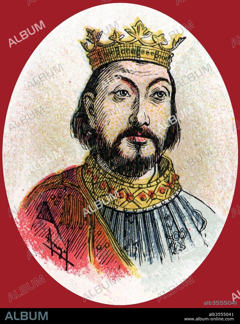 España. Enrique II (1333-1379), conde de Trastamara, rey de Castilla y León. Grabado de 1900.