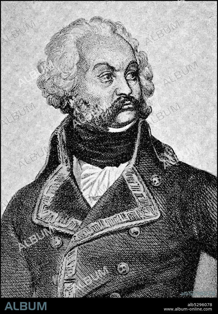 Adam Philippe de Custine général comte, called mustache, February 4th, 1740 - August 28, 1793, was a French General de division, which was known for the conquest of Mainz in the War of the First Coalition  /  Adam-Philippe, comte de Custine, genannt général moustache, 4. Februar 1740 - 28. August 1793, war ein französischer Général de division, der vor allem durch die Eroberung von Mainz im Ersten Koalitionskrieg bekannt wurde, Historisch, historical, digital improved reproduction of an original from the 19th century / digitale Reproduktion einer Originalvorlage aus dem 19. Jahrhundert,.