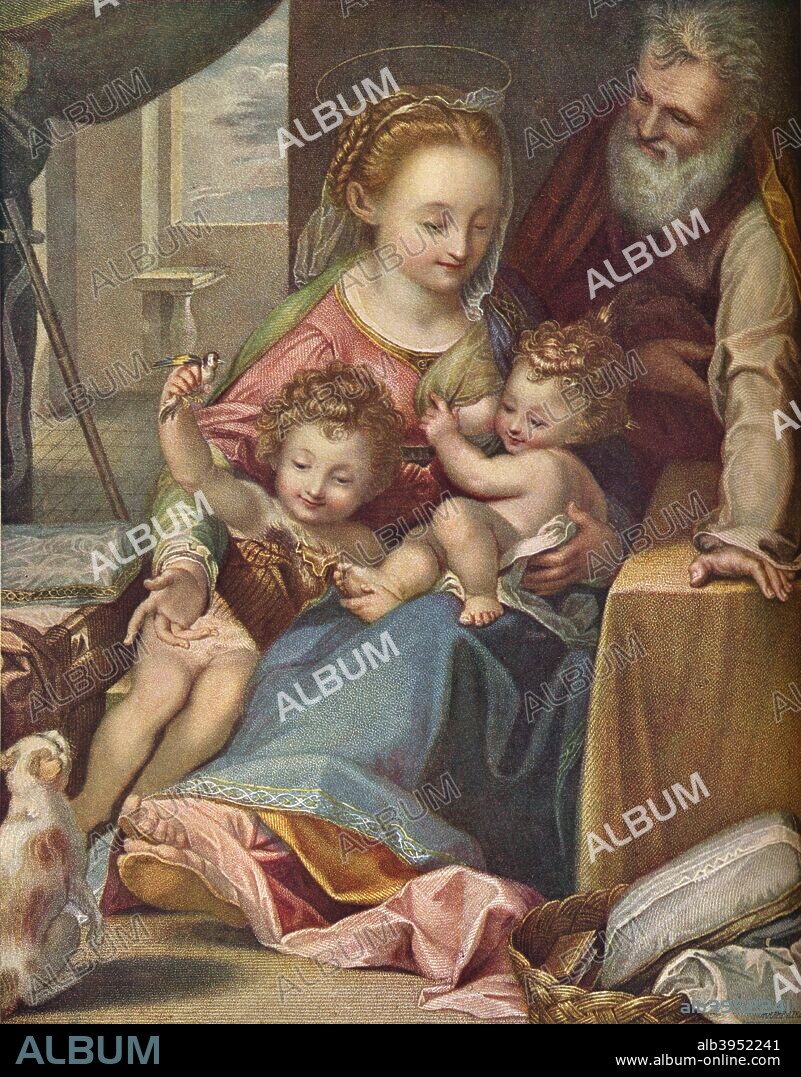 The Madonna of the Cat ('La Madonna del Gatto'), c1575. After Federico Barocci (c1533-1612). Painting held in The National Gallery, London. From The Connoisseur Volume XVI [Otto Limited, London, 1906.].