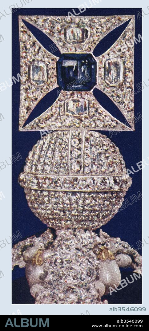 The sapphire of St. Edward in the Imperial State Crown, said to have been in the coronation ring of Edward the Confessor. From The Sketch magazine published 1937.