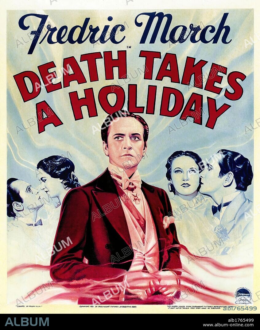Poster of DEATH TAKES A HOLIDAY, 1934, directed by MITCHELL LEISEN. Copyright PARAMOUNT PICTURES.