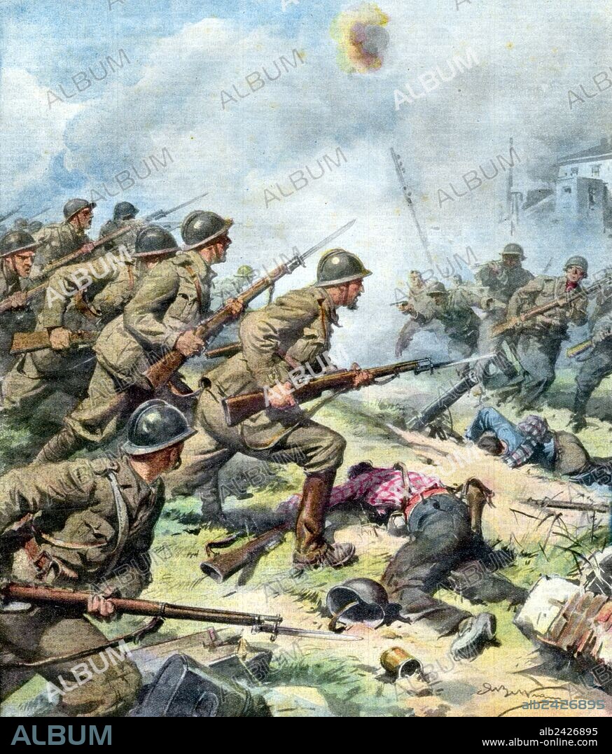 Spanish Civil War-General Bergonzoli said 'electric beard' in an illustration of the Domenica del Corriere. Bergonzoli was on command ad the Littorio division at the Battle of Guadalajara. The original caption said: Italian heroism in Spain: a general 'bayonet'. The enemy resistance was manifested obstinate and stubborn. The general Bergonzoli, nicknamed 'Electric Facial', accompanied by Colonel commanding the artillery, went under fire to Alcedo and Ormello. The three had to open up with their muskets, and at some point the bayonet attack. The legionaries of the Division 'Littorio' attacking meanwhile great race and were turning to flight the nuclei of resistance half.