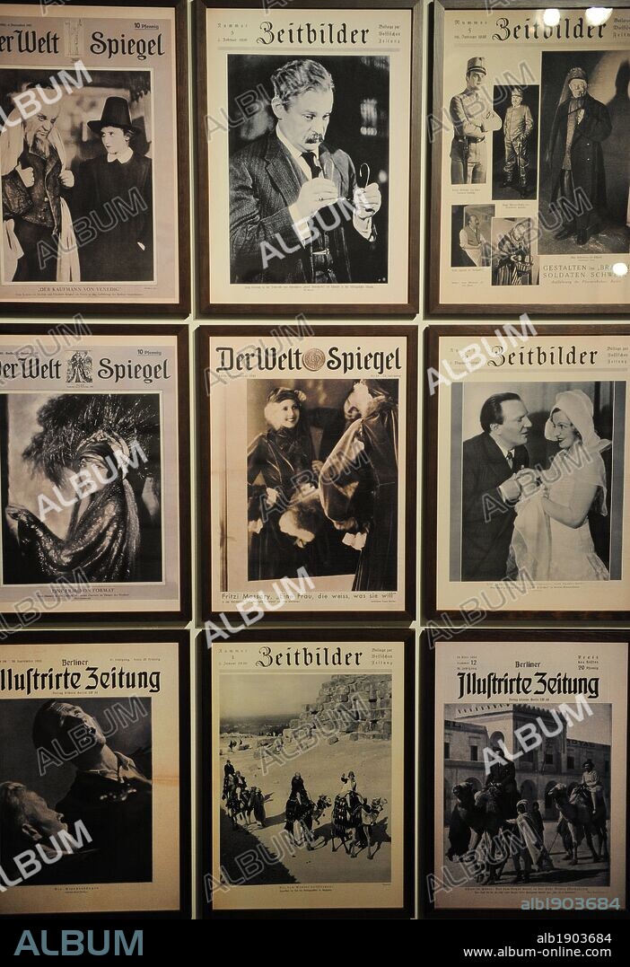 German newspapers during the Weimar Republic. Issues 1929, 1930, 1932. "Berliner Zeitung Illustrirte", "Der Spiegel Welf," and "Beitbilder". Jewish Museum Berlin. Germany.