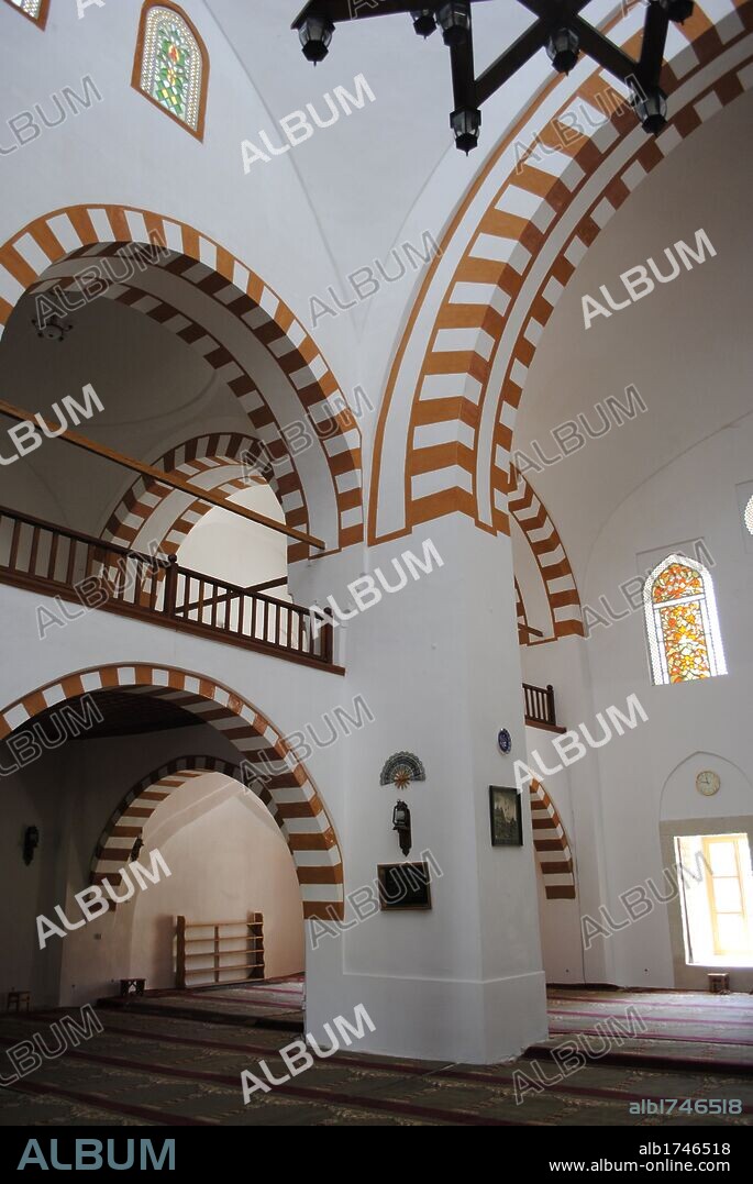 Ukraine. Autonomous Republic of Crimea. Yevpatoria. Juma-Jami Mosque. 1552-1564. Founded by Khan Devlet I Giray and designed by Mimar Sinan (1490-1588). Interior. Minbar.