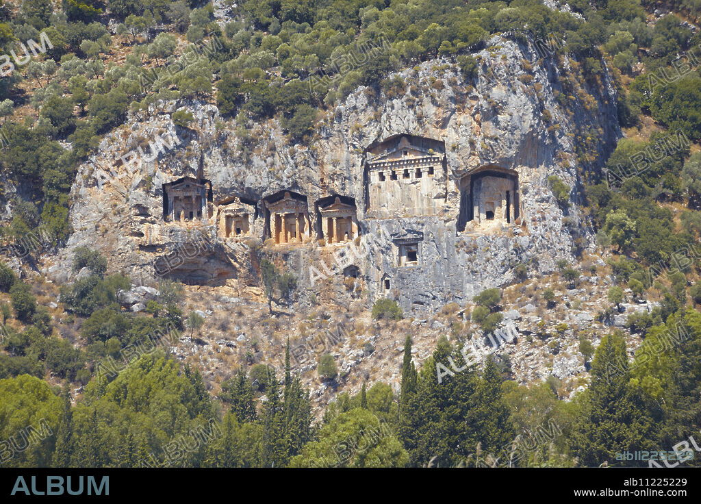 Lycian tombs of Dalyan, Dalyan, Anatolia, Turkey, Asia Minor, Eurasia.
