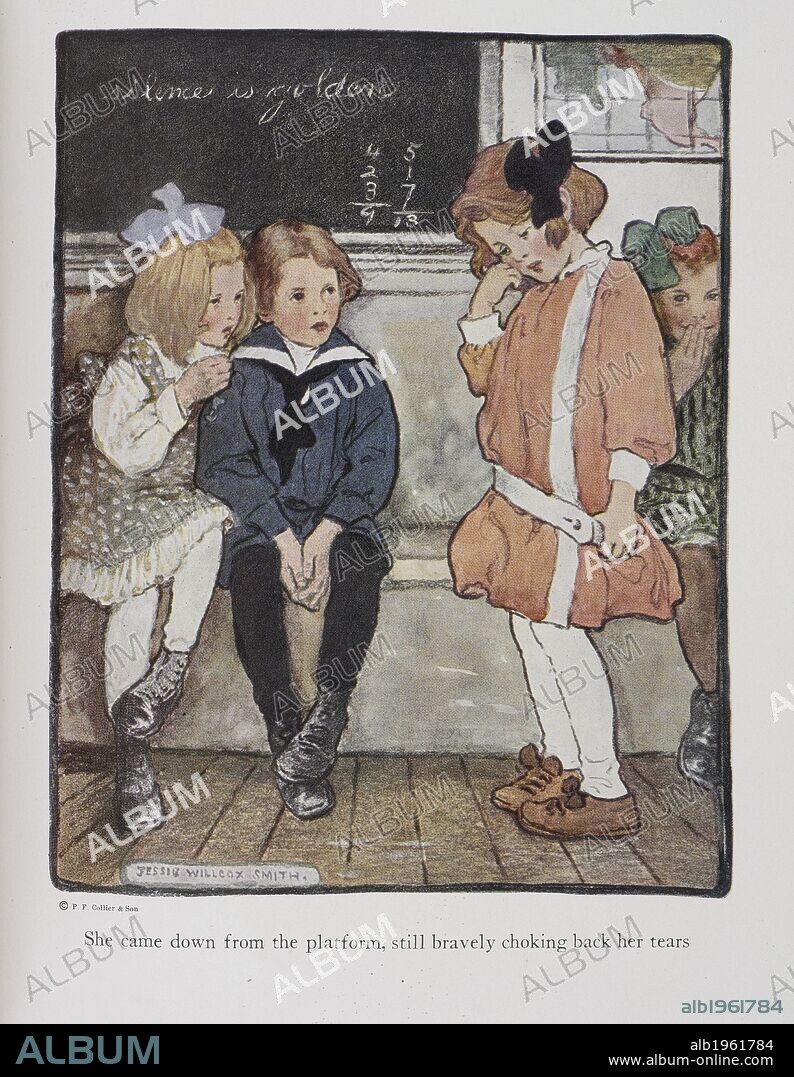 JESSIE WILLCOX SMITH y ANNA ALICE CHAPIN. She came down from the platform, still bravely choking back her tears. The Everyday Fairy Book... G. G. Harrap & Co.: London, 1917. Source: 12802.d.3, opposite page 42. Language: English.