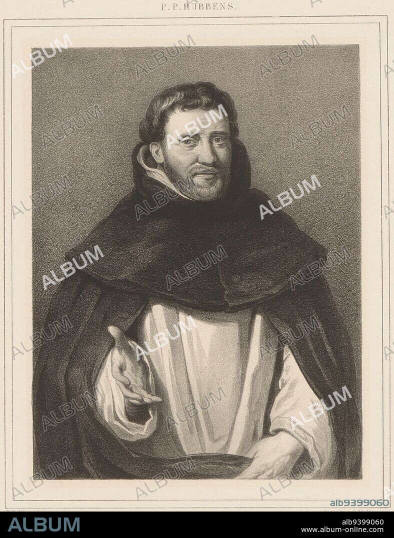 Portrait of Michael Ophovius, print maker: Franciscus Bernardus Waanders, (mentioned on object), Peter Paul Rubens, (mentioned on object), printer: C.M. Mensing, (mentioned on object), The Hague, 1847, paper, h 258 mm - w 209 mm.