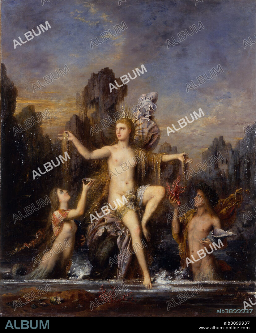 GUSTAVE MOREAU. Venus sortant de l'Onde / Venus rising from the sea. Date/Period: 1866. Painting. Oil on panel. Height: 55.5 cm (21.8 in); Width: 44.5 cm (17.5 in).