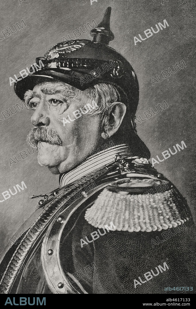 Otto von Bismarck (1815-1898). German statesman and politician. Artificer of the German unification. Portrait. Engraving. La Ilustración Española y Americana, 1898.