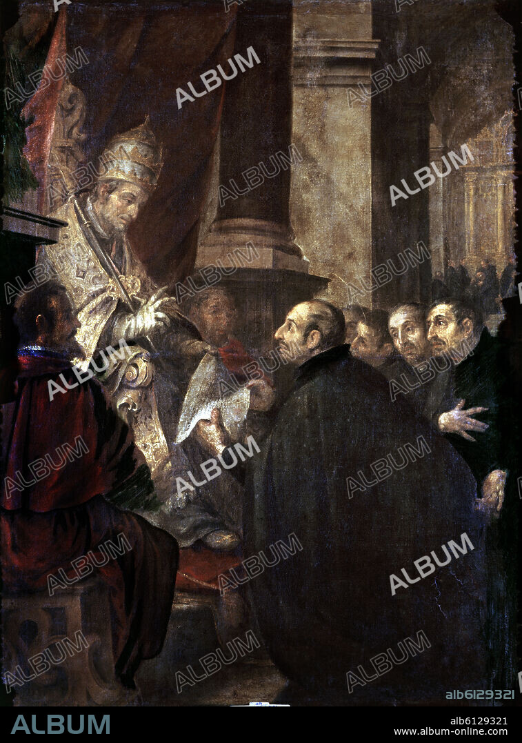 JUAN DE VALDÉS LEAL. EL PAPA PAULO III ENTREGA LA BULA  A S IGNACIO PARA QUE CREE SU COMPAÑÍA EN 1540- BARROCO SEVILLANO.