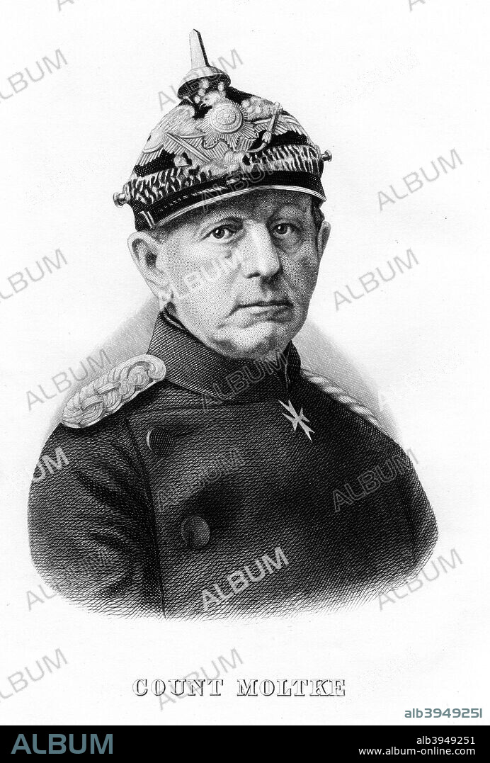 Helmuth Karl Bernhard von Moltke, German Field Marshal, 19th century. As chief of the Prussian General Staff, Moltke (1800-1891) planned and commanded the military operations that led to victory in the Franco-Prussian War of 1870-1871.