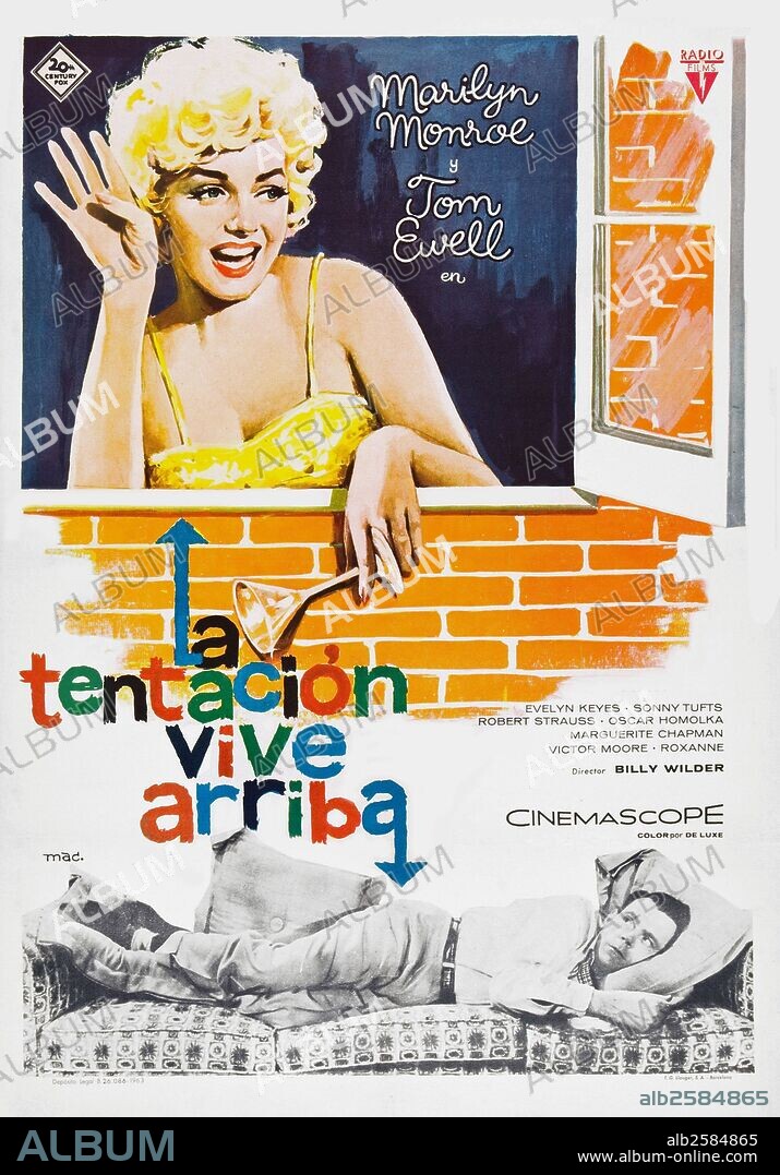 Poster de LA TENTACION VIVE A ARRIBA, 1955 (THE SEVEN YEAR ITCH), dirigida por BILLY WILDER. Copyright 20TH CENTURY FOX.
