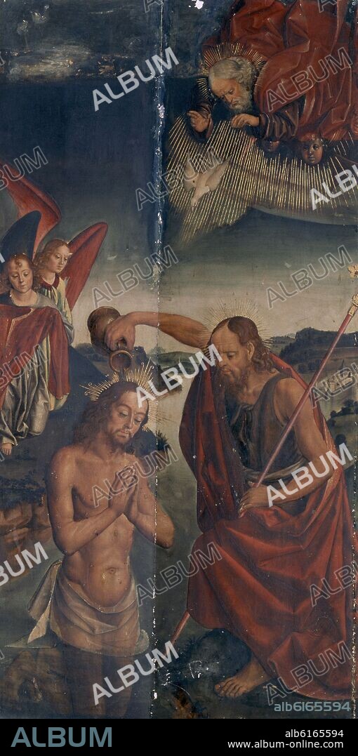 PEDRO BERRUGUETE. BAUTISMO DE JESUS POR SAN JUAN BAUTISTA - SIGLO XV.