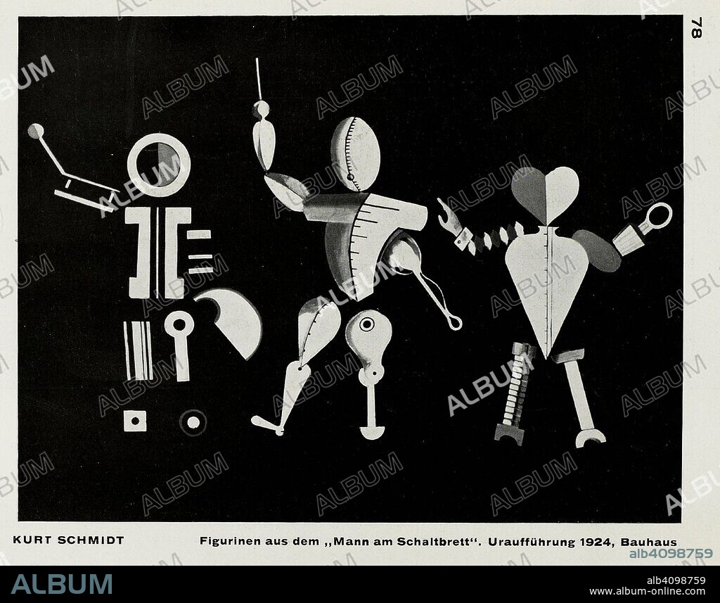 KURT SCHMIDT. Figurines. From "The stage at the Bauhaus" (Die Bühne im Bauhaus).