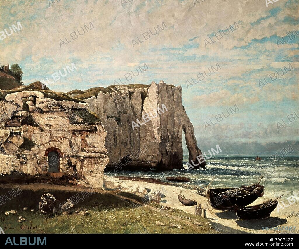 GUSTAVE COURBET. La falaise d'Etretat après l'orage The Etretat Cliffs after the Storm. Date/Period: 1870. Painting. Oil on canvas. Height: 1,330 mm (52.36 in); Width: 1,620 mm (63.77 in).