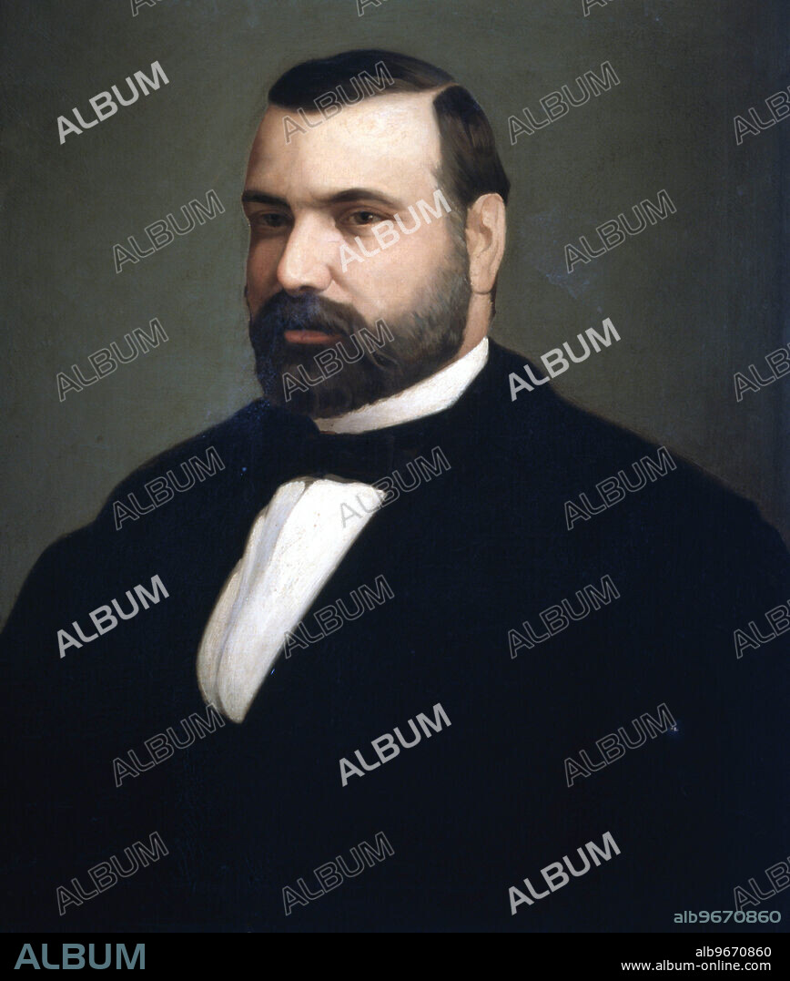 PEDRO SANCHEZ BLANCO. RIVERO , NICOLAS MARIA. POLITICO ESPAÑOL . MORON DE LA FRONTERA 1814 - 1878. OLEO DE P . SANCHEZ BLANCO.