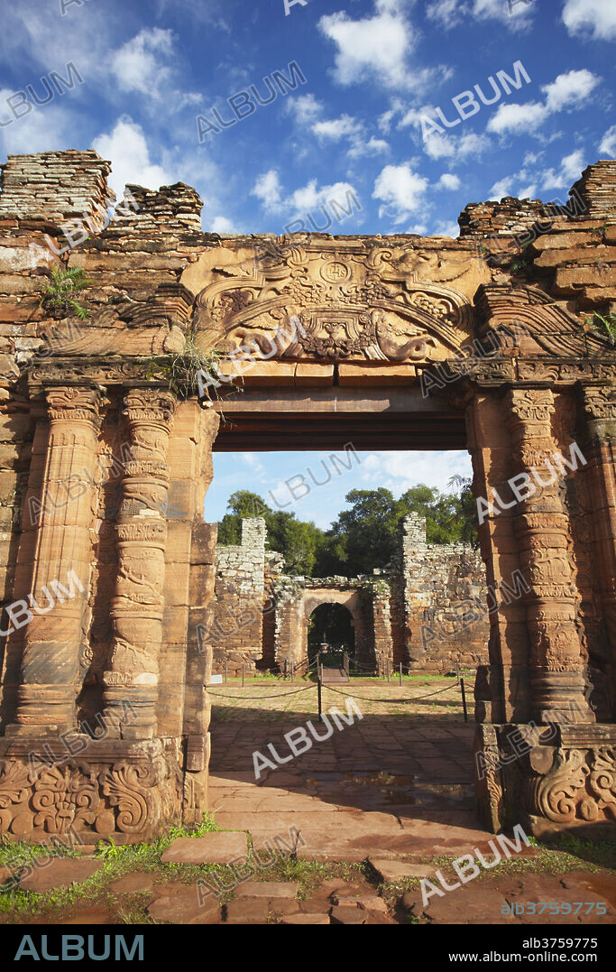 Ruins of mission at San Ignacio Mini, UNESCO World Heritage Site, Misiones, Argentina, South America.