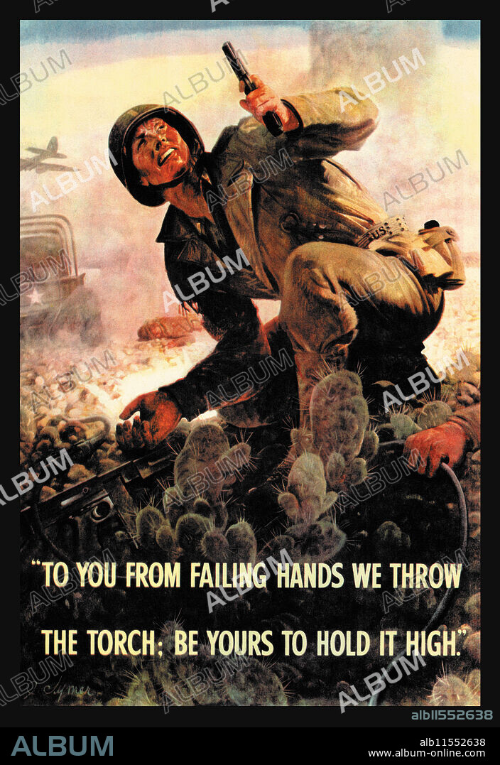 JOHN CLYMER. This WWII propaganda poster was privately printed by General Cable as part of their "Fight Talk" series, in which the company promoted the importance of issues such as conservation, safety, security, and thorough job performance.