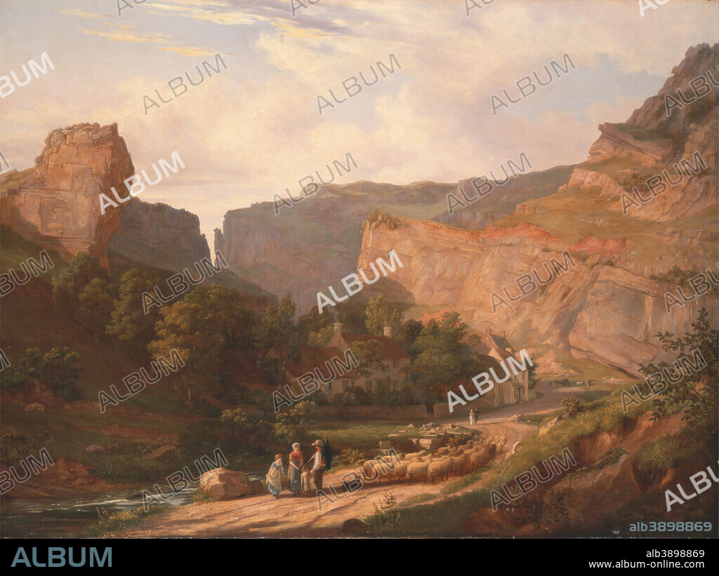 GEORGE VINCENT. A View of Cheddar Gorge. Date/Period: Ca. 1820. Painting. Oil on canvas. Height: 914 mm (35.98 in); Width: 1,219 mm (47.99 in).