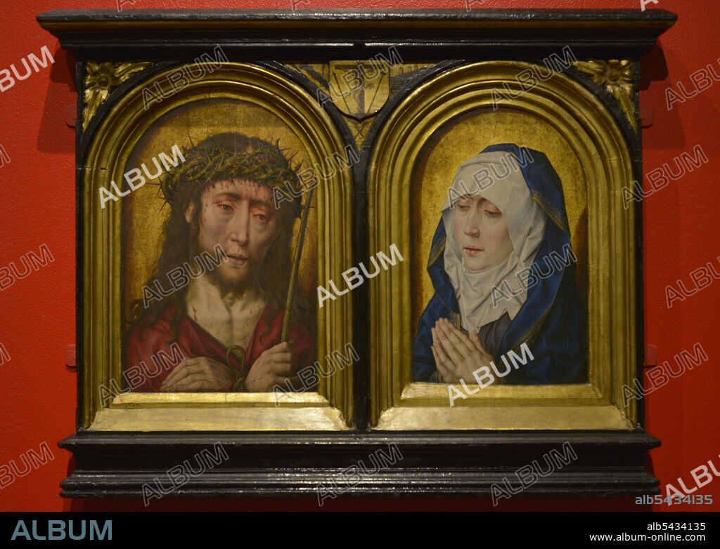 WORKSHOP OF ALBRECHT BOUTS (1451/1454-1549). FLEMISH PAINTER.. Ecce Homo and Mater Dolorosa, ca.1500-1515. Diptych. Attributed to the Flemish painter Albrecht Boutss workshop (1451/1454-1549). Oil on oak. National Museum of Ancient Art. Lisbon, Portugal.