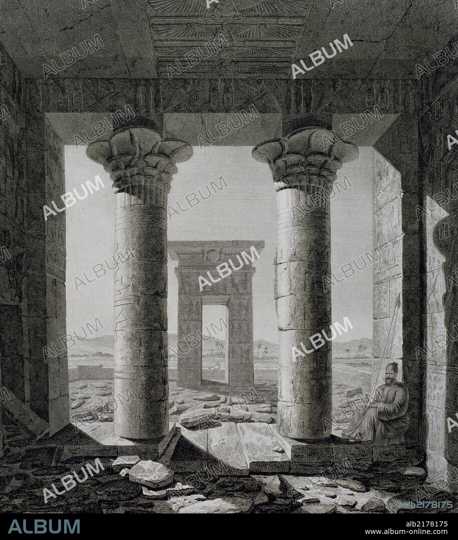 The Temple of Dendur, 1842-1845, engraving from Denkmaeler aus und Aegypten Aethiopien (Monuments from Egypt and Ethiopia), by Karl Richard Lepsius. 19th century.