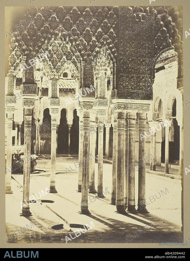 Entrance Court of the Lions, Alhambra. Charles Clifford; English, 1819-1863. Date: 1855-1865. Dimensions: 39.2 × 29.9 cm (image); 62.4 × 47.8 cm (mount). Albumen print. Origin: England.